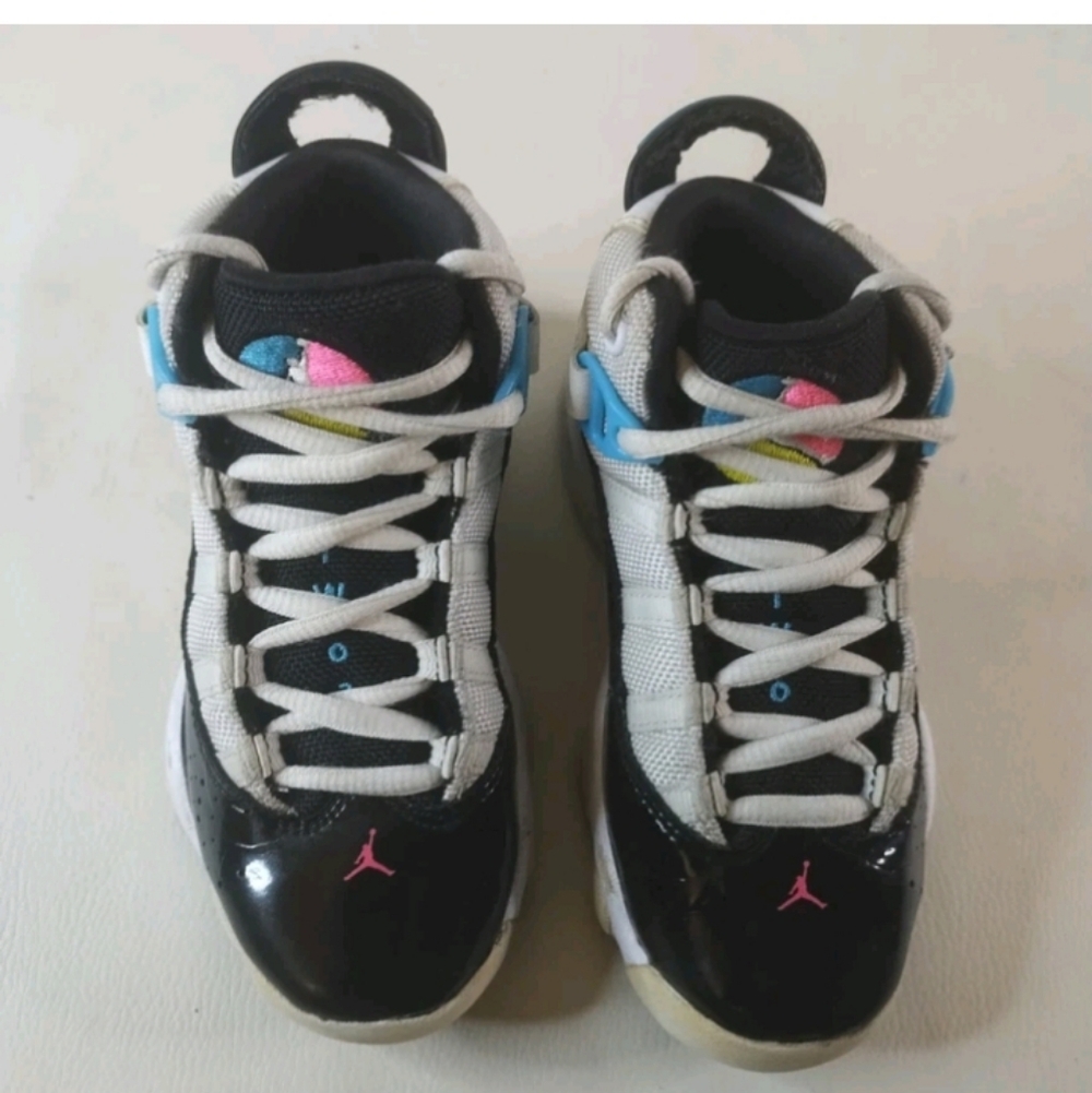 Size 11C-Air Jordan 6 Rings PS South Beach (CK0026 100) Shoes White/Black